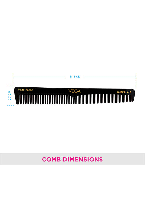General Grooming Hair Combfor Men and Women, Black, Handmade, (HMBC-110) – thumbnail 2