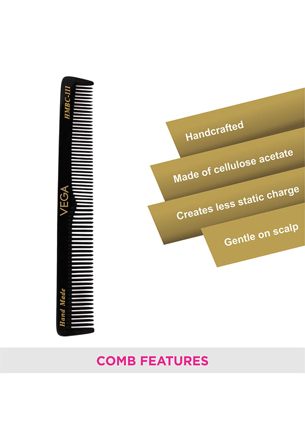 General Grooming Hair Combfor Men and Women Black, Handmade, (HMBC-111) – thumbnail 3