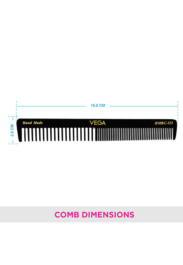 General Grooming Hair Combfor Men and Women, Black,Handmade, (HMBC-113) – thumbnail 2