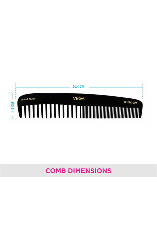 Graduated Black Dressing Hair Combfor Men and Women,Black, Handmade, (HMBC-102) – thumbnail 2