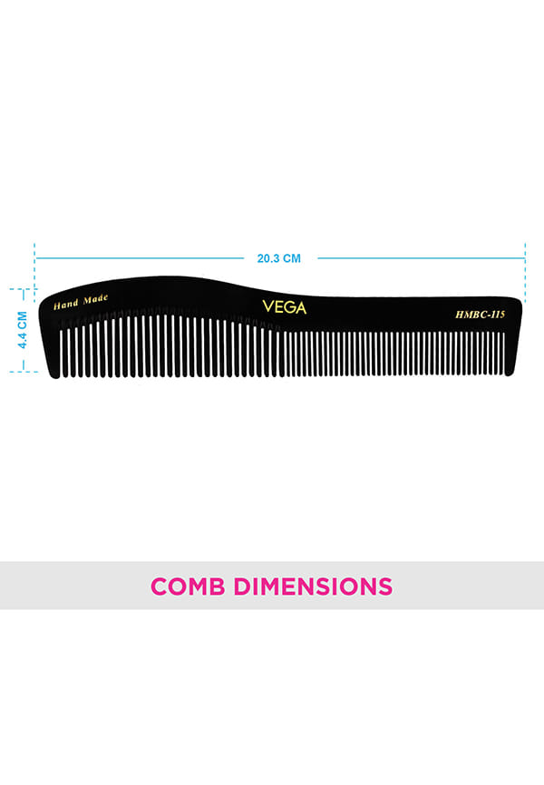 Graduated Dressing Hair Combfor Men and Women Black,Handmade, (HMBC-115) – thumbnail 2