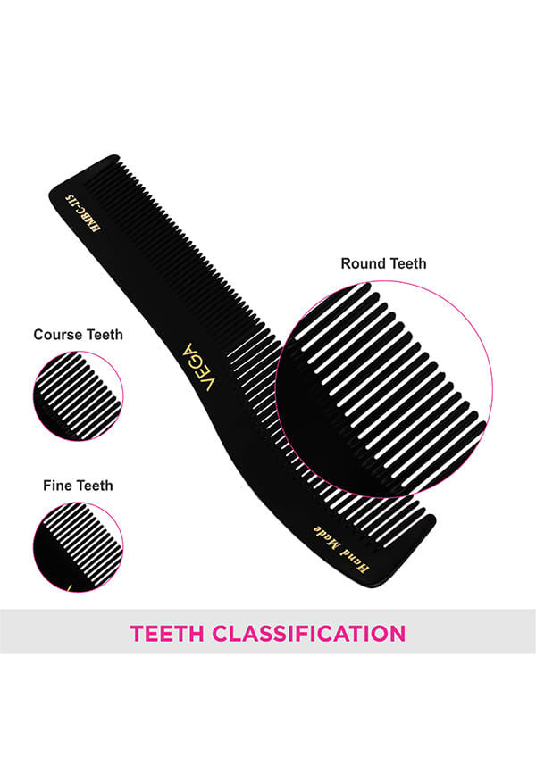 Graduated Dressing Hair Combfor Men and Women Black,Handmade, (HMBC-115) – thumbnail 4
