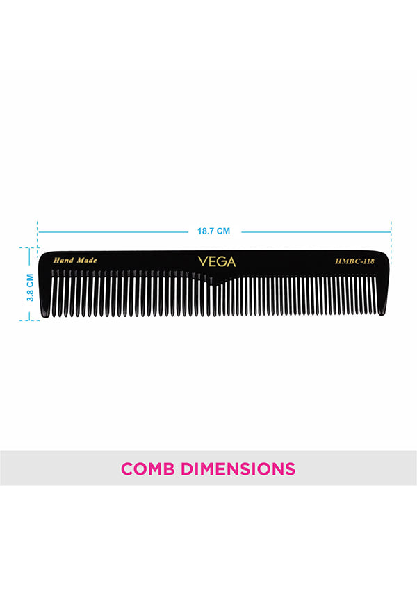 Graduated Dressing Hair Combfor Men and Women, Black,Handmade, (HMBC-118) – thumbnail 2