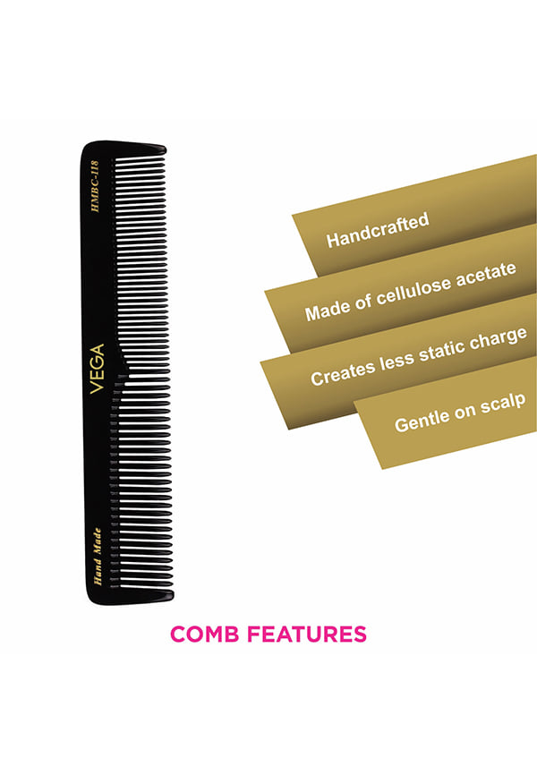 Graduated Dressing Hair Combfor Men and Women, Black,Handmade, (HMBC-118) – thumbnail 3