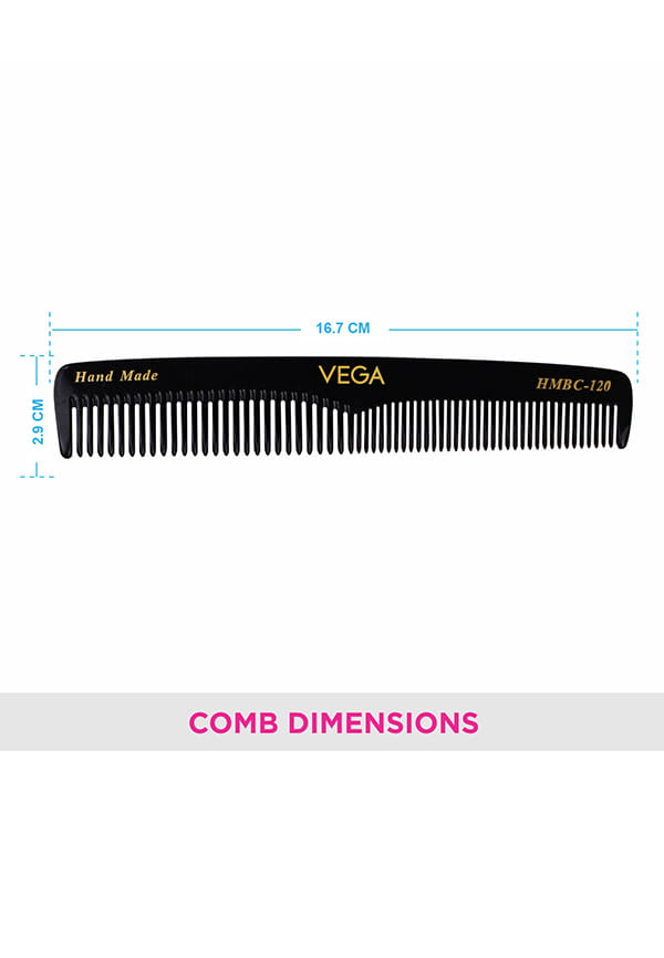 Graduated Dressing Hair Combfor Men and Women, Black, Handmade, (HMBC-120) – thumbnail 2