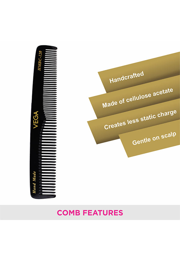 Graduated Dressing Hair Combfor Men and Women, Black, Handmade, (HMBC-120) – thumbnail 3