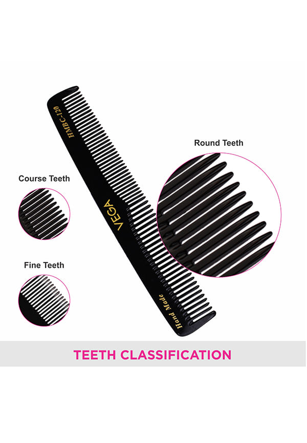 Graduated Dressing Hair Combfor Men and Women, Black, Handmade, (HMBC-120) – thumbnail 4