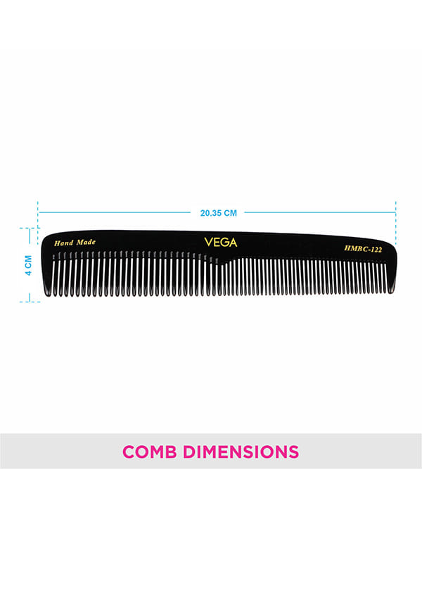 Graduated Dressing Hair Combfor Men and Women, Black, Handmade, (HMBC-122) – thumbnail 2