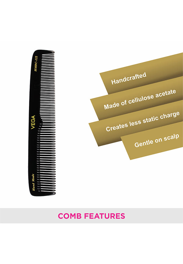 Graduated Dressing Hair Combfor Men and Women, Black, Handmade, (HMBC-122) – thumbnail 3