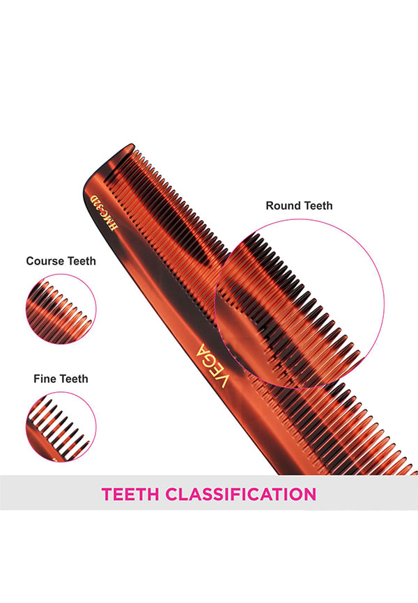 Vega Handcrafted Graduated Dressing Hair Comb made with Cellulose Acetate (HMC-32D) – thumbnail 4