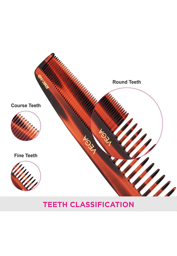 Vega Handcrafted Small Shampoo Hair Comb made with Cellulose Acetate (HMC-34D) – thumbnail 4