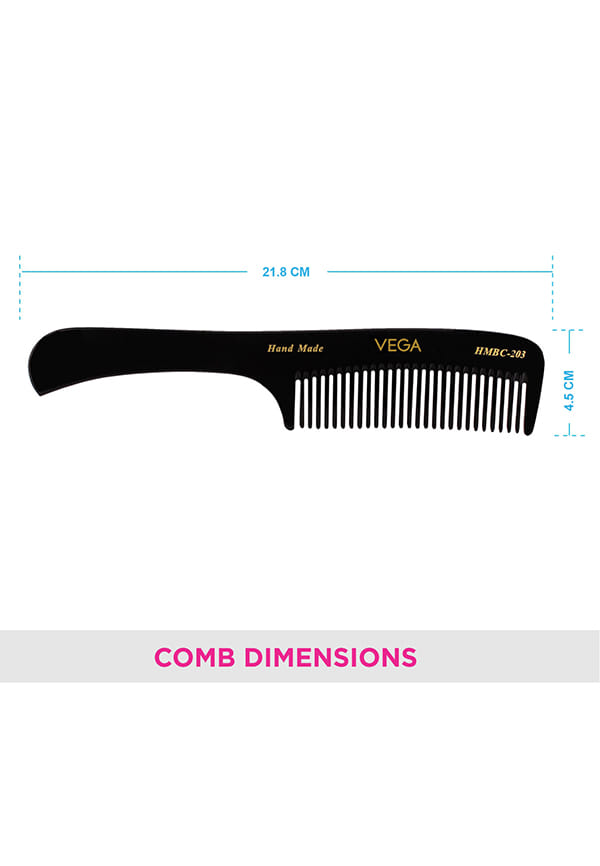 Grooming Hair Comb,Handmadefor Men and Women,Black, (HMBC-203) – thumbnail 2