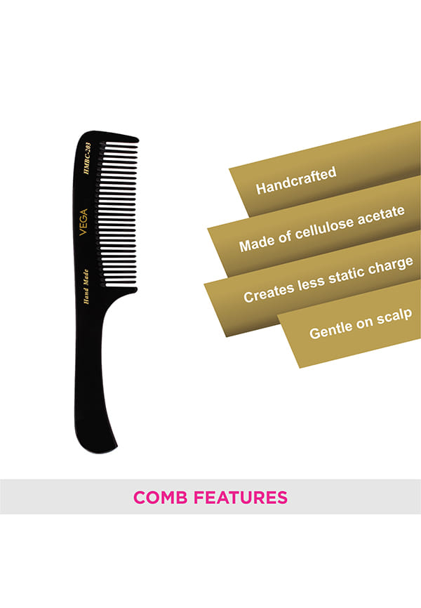 Grooming Hair Comb,Handmadefor Men and Women,Black, (HMBC-203) – thumbnail 3