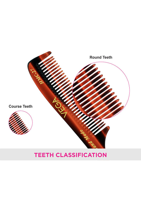 Vega Handcrafted Grooming Hair Comb made with Cellulose Acetate (HMC-27) – thumbnail 4