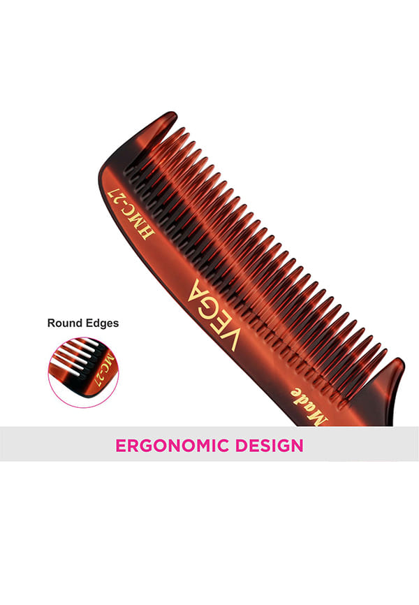 Vega Handcrafted Grooming Hair Comb made with Cellulose Acetate (HMC-27) – thumbnail 5