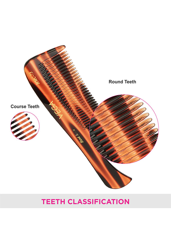 Vega Handcrafted Grooming Hair Comb made with Cellulose Acetate (HMC-73) – thumbnail 4