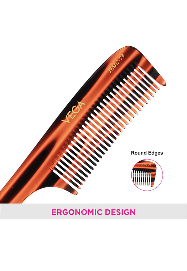 Vega Handcrafted Grooming Hair Comb made with Cellulose Acetate (HMC-73) – thumbnail 5