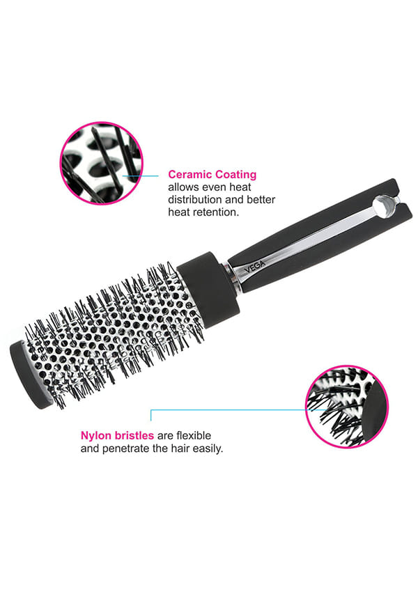 Hot Curl Hair Brushfor Add Shine & Volume, Blow Drying, Perfect for Hair Styling Curling, Straightening, Big (E16-PRB) – thumbnail 4