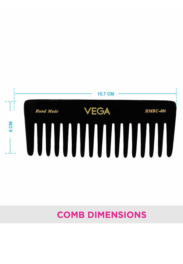 Large Shampoo Hair Comb,Handmadefor Men and Women, Black, (HMBC-406) – thumbnail 2