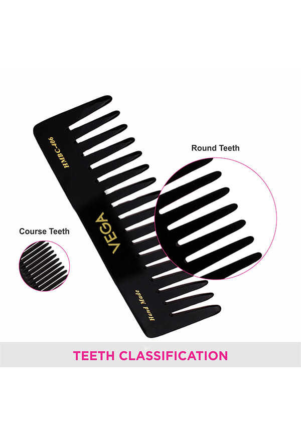 Large Shampoo Hair Comb,Handmadefor Men and Women, Black, (HMBC-406) – thumbnail 4