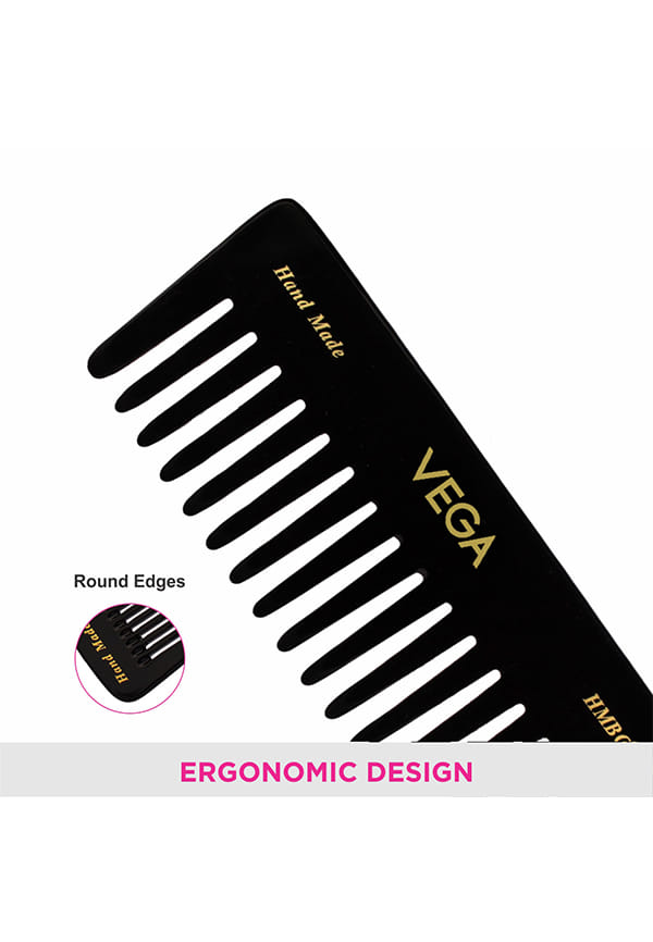 Large Shampoo Hair Comb,Handmadefor Men and Women, Black, (HMBC-406) – thumbnail 5