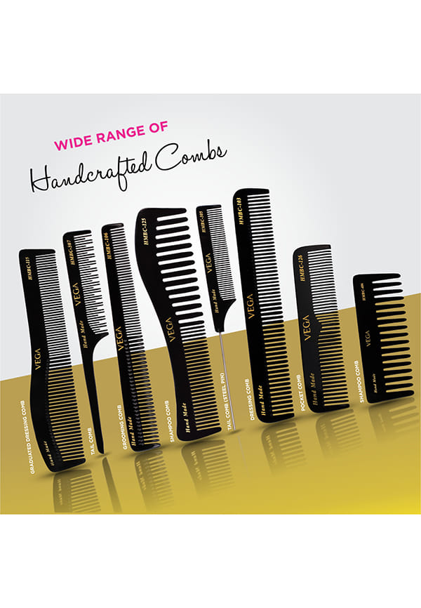 Large Shampoo Hair Comb,Handmadefor Men and Women, Black, (HMBC-406) – thumbnail 6