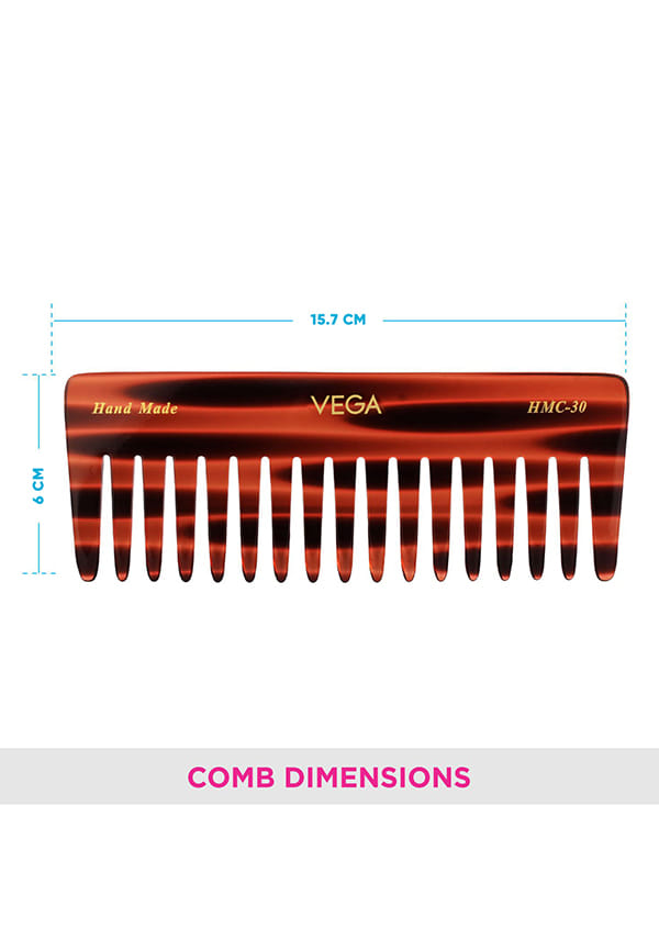 Vega Handcrafted Large Shampoo Hair Comb made with Cellulose Acetate (HMC-30) – thumbnail 2