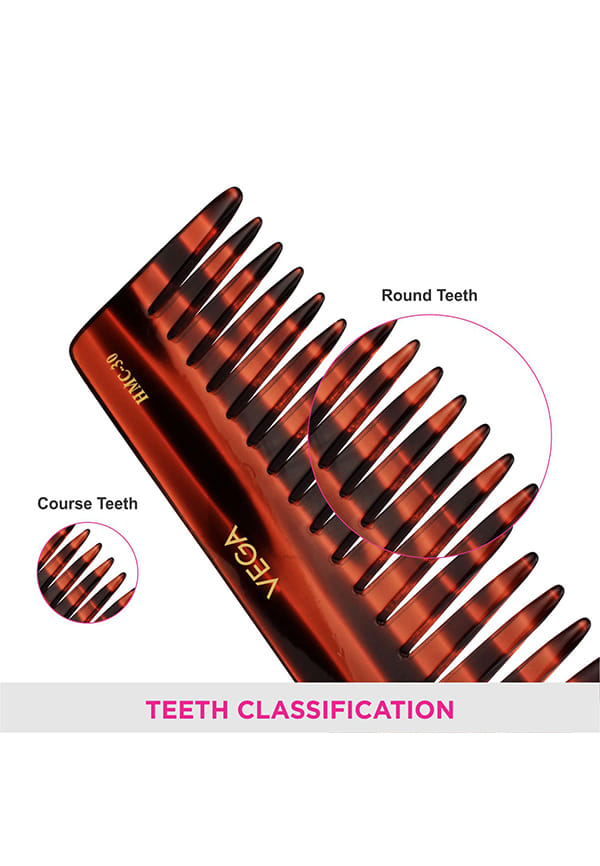 Vega Handcrafted Large Shampoo Hair Comb made with Cellulose Acetate (HMC-30) – thumbnail 4