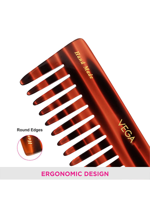 Vega Handcrafted Large Shampoo Hair Comb made with Cellulose Acetate (HMC-30) – thumbnail 5