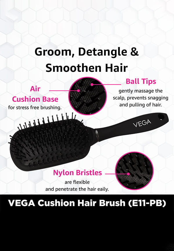 Vega Paddle Hair Brush (India's No.1* Hair Brush Brand) for Women & Men, Smooth Hair, Color May Vary (E11-PB) – thumbnail 5