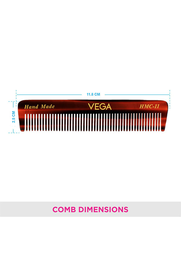 Vega Handcrafted Pockect Hair Comb made with Cellulose Acetate (HMC-11) – thumbnail 2