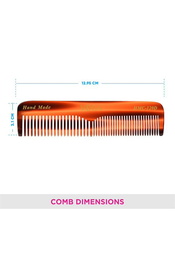 Vega Handcrafted Pockect Hair Comb made with Cellulose Acetate (HMC-120D) – thumbnail 2