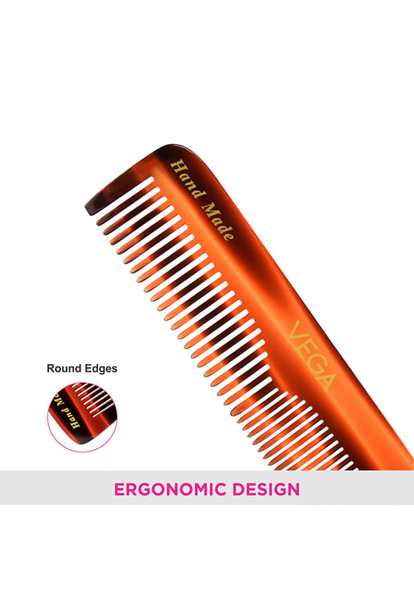 Vega Handcrafted Pockect Hair Comb made with Cellulose Acetate (HMC-120D) – thumbnail 5