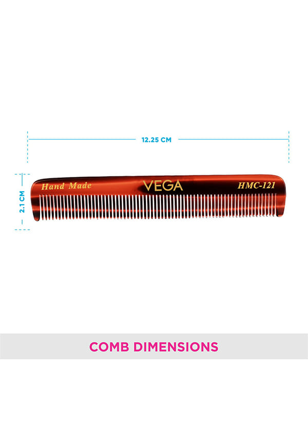 Vega Handcrafted Pockect Hair Comb made with Cellulose Acetate (HMC-121) – thumbnail 2