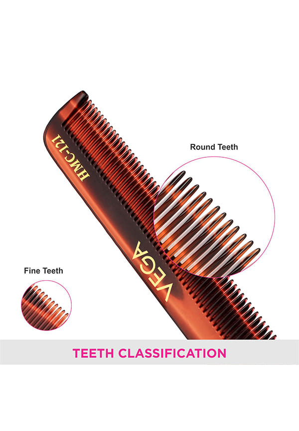 Vega Handcrafted Pockect Hair Comb made with Cellulose Acetate (HMC-121) – thumbnail 4