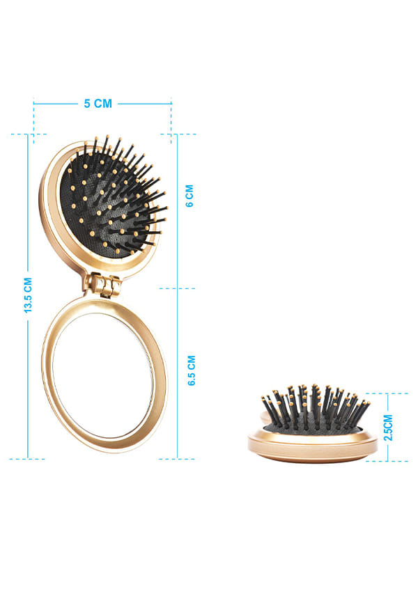 Compact Hair Brushwith Foldable Mirror for Men and Women (R2-FM) – thumbnail 3