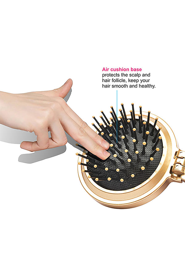 Compact Hair Brushwith Foldable Mirror for Men and Women (R2-FM) – thumbnail 6