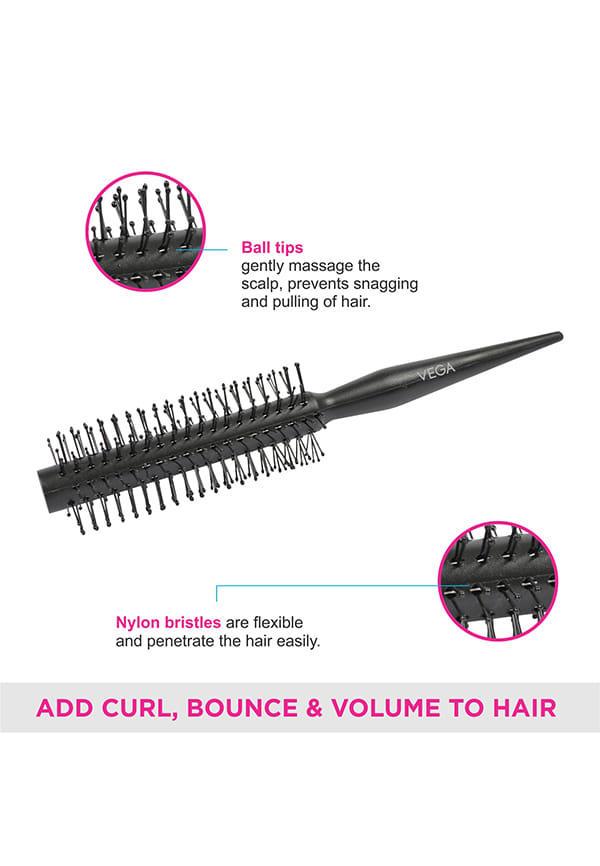 Vega Professional Curling Hair Brush (India's No.1* Hair Brush Brand) for Adding Curls, Volume & Waves In Hairs| Men and Women| Color May Vary (E2-PR) – thumbnail 3