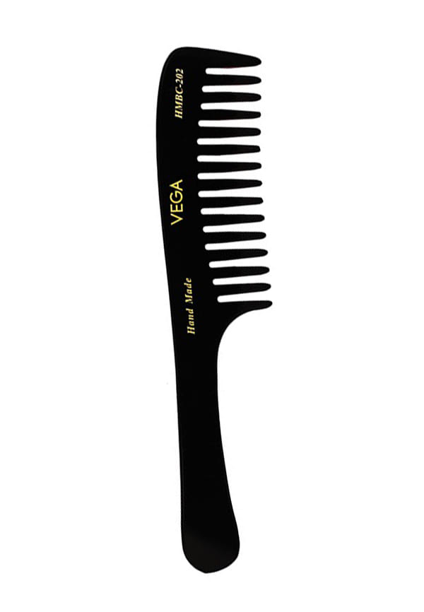 Vega Shampoo Hair Comb,Handmade (India's No.1* Hair Comb Brand)for Men and Women, Black, (HMBC-202)