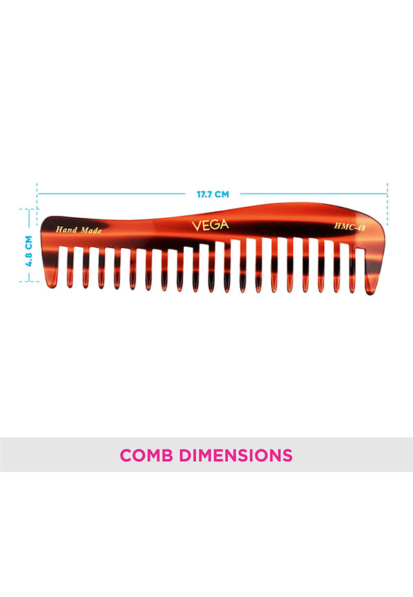 Vega Handcrafted Small Shampoo Hair Comb made with Cellulose Acetate (HMC-48) – thumbnail 2
