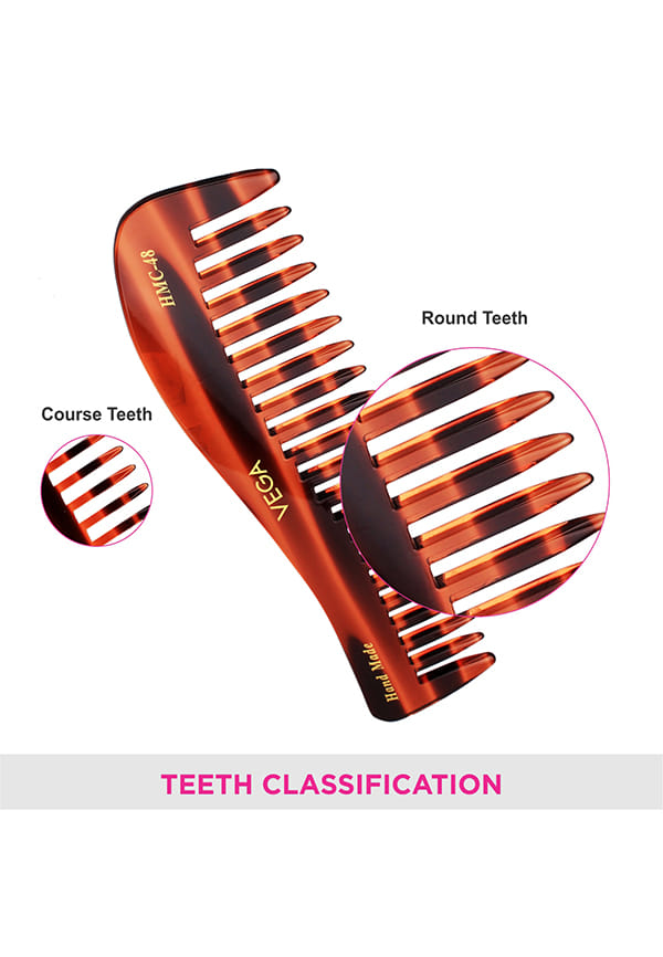 Vega Handcrafted Small Shampoo Hair Comb made with Cellulose Acetate (HMC-48) – thumbnail 4