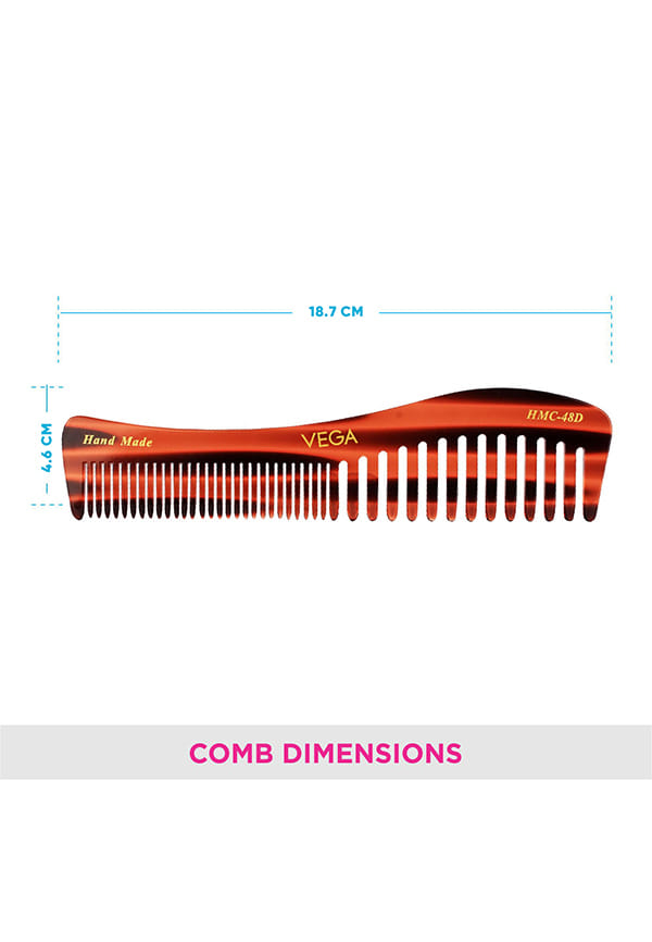 Vega Handcrafted Small Shampoo Hair Comb made with Cellulose Acetate (HMC-48D) – thumbnail 2
