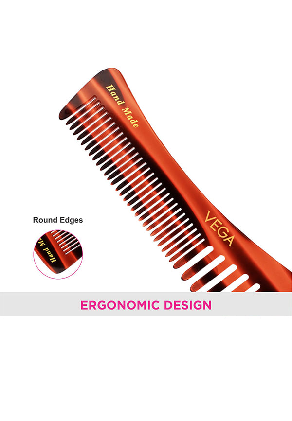 Vega Handcrafted Small Shampoo Hair Comb made with Cellulose Acetate (HMC-48D) – thumbnail 5