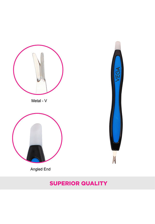 Vega Soft Touch Cutical Trimmer and Pusher, Black / Blue (CTP-01 N) – thumbnail 4