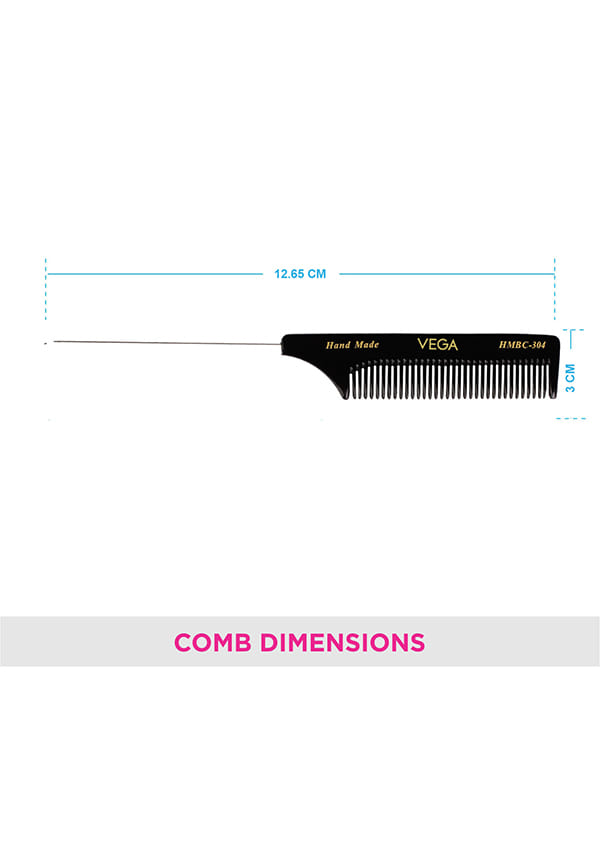Tail Hair Comb with Steel Pin for Women, (HMBC-304) – thumbnail 2
