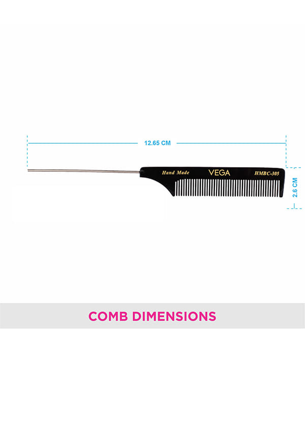 Tail Hair Comb with Steel Pin for Women, (HMBC-305) – thumbnail 2