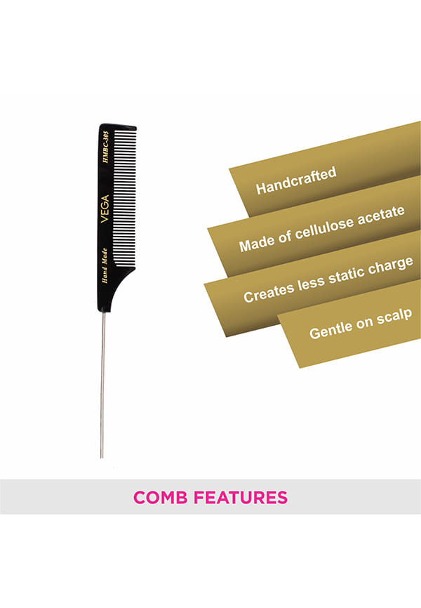 Tail Hair Comb with Steel Pin for Women, (HMBC-305) – thumbnail 3