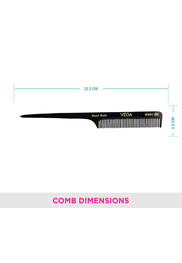 Tail Hair Comb,Handmadefor Women, Black, (HMBC-302) – thumbnail 2