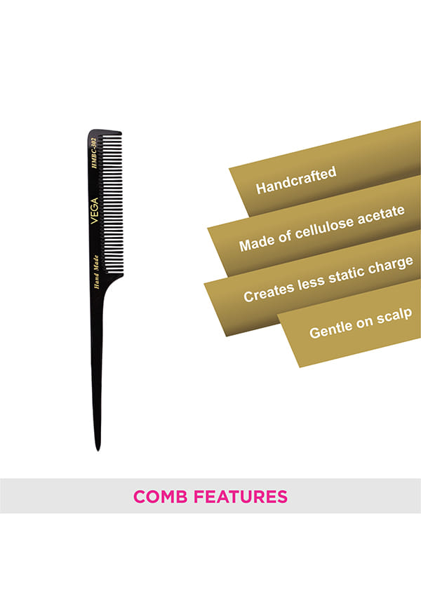 Tail Hair Comb,Handmadefor Women, Black, (HMBC-302) – thumbnail 3