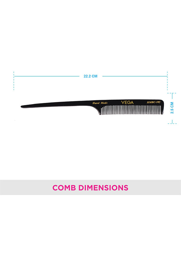 Tail Hair Comb,Handmade for Women,Black, (HMBC-303) – thumbnail 2